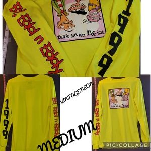 CARTOON NETWORK ED, ED, AND EDDY 1999 NEON LONG SLEEVE SHIRT BRIGHT MEDIUM